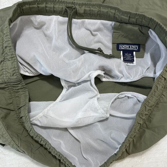 Lands End Swim Shorts Mens Large Green Hybrid Beach Resort Vacation Lined - Picture 3 of 8